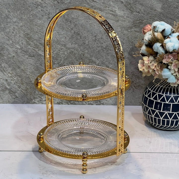 2Floors Gold Colour Round  Stand  Size 27CM - Premium  from Alam Al Awane - Just AED139.00! Shop now at alamalawane