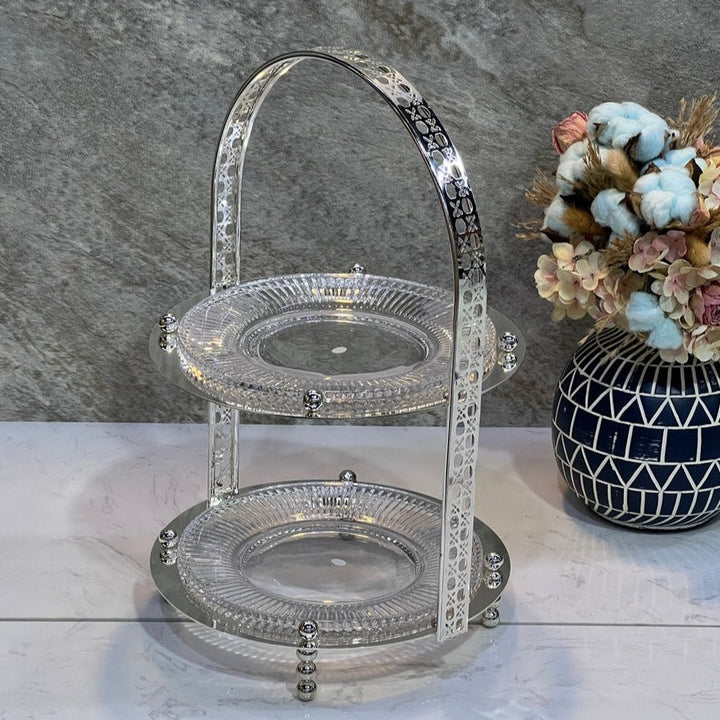 2Floors Silver Colour Round  Stand  Size 31CM - Premium  from Alam Al Awane - Just AED159.00! Shop now at alamalawane
