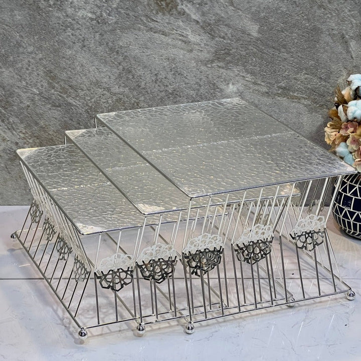 Of 3 Pcs Buffet stand Silver - Premium  from Alam Al Awane - Just AED390.00! Shop now at alamalawane