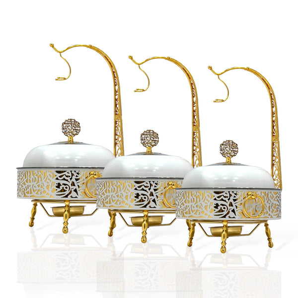 Set of 3 Pcs Chafing Dish White Gold - Premium Chafing Dishes from Alam Al Awane - Just AED750.00! Shop now at alamalawane