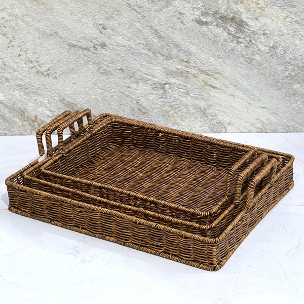 Brown Woven Ratan Tray - Premium Serving Trays from Alam Al Awane - Just AED95.00! Shop now at alamalawane