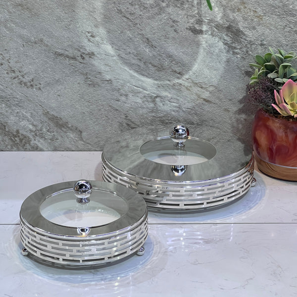 Round Sweet Bowl 1KG & 2KG & 3KG Silver Lines - Premium Sweet bowls from Alam Al Awane - Just AED89! Shop now at alamalawane