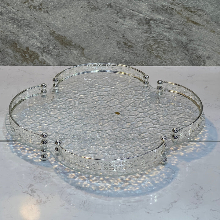 Acrylic Serving Tray With Silver Bord - Premium Serving Trays from Alam Al Awane - Just AED135.00! Shop now at alamalawane