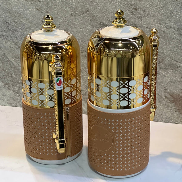 2 Pieces Of Thermos With Leather - Premium Flasks from Alam Al Awane - Just AED275! Shop now at alamalawane