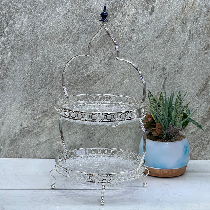 2Floors Silver Colour Round  Stand  Size 27CM - Premium  from Alam Al Awane - Just AED175! Shop now at alamalawane