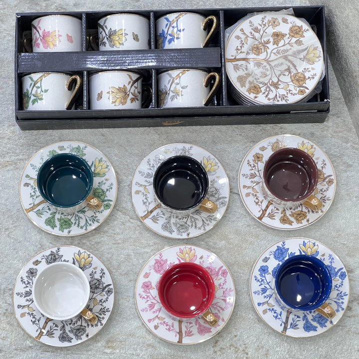 Milk & Tea Cups Flower Al Habbai - Premium Coffee & Tea Cups from Alam Al Awane - Just AED105! Shop now at alamalawane