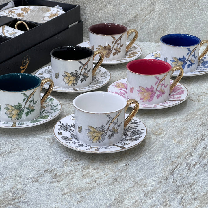 Milk & Tea Cups Flower Al Habbai - Premium Coffee & Tea Cups from Alam Al Awane - Just AED105! Shop now at alamalawane
