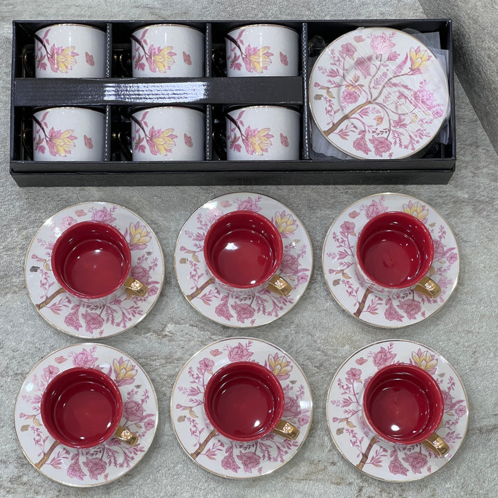 Milk & Tea Cups Flower Al Habbai - Premium Coffee & Tea Cups from Alam Al Awane - Just AED105! Shop now at alamalawane