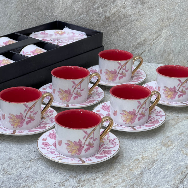 Milk & Tea Cups Flower Al Habbai - Premium Coffee & Tea Cups from Alam Al Awane - Just AED105! Shop now at alamalawane