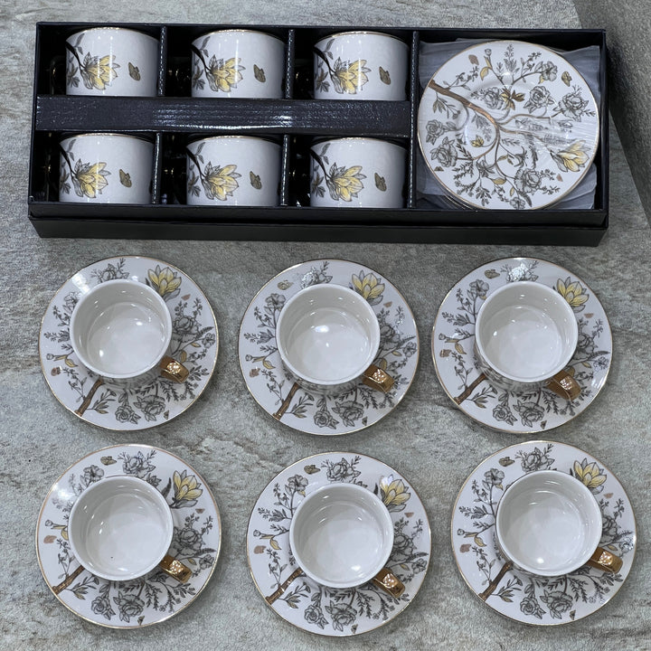 Milk & Tea Cups Flower Al Habbai - Premium Coffee & Tea Cups from Alam Al Awane - Just AED105! Shop now at alamalawane