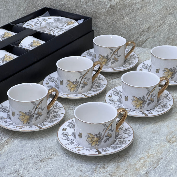 Milk & Tea Cups Flower Al Habbai - Premium Coffee & Tea Cups from Alam Al Awane - Just AED105! Shop now at alamalawane