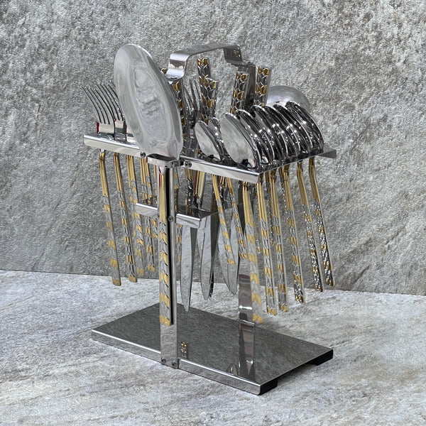 33 Pieces Cutlery Set With Stand - Premium cutlery set from Alam Al Awane - Just AED230! Shop now at alamalawane