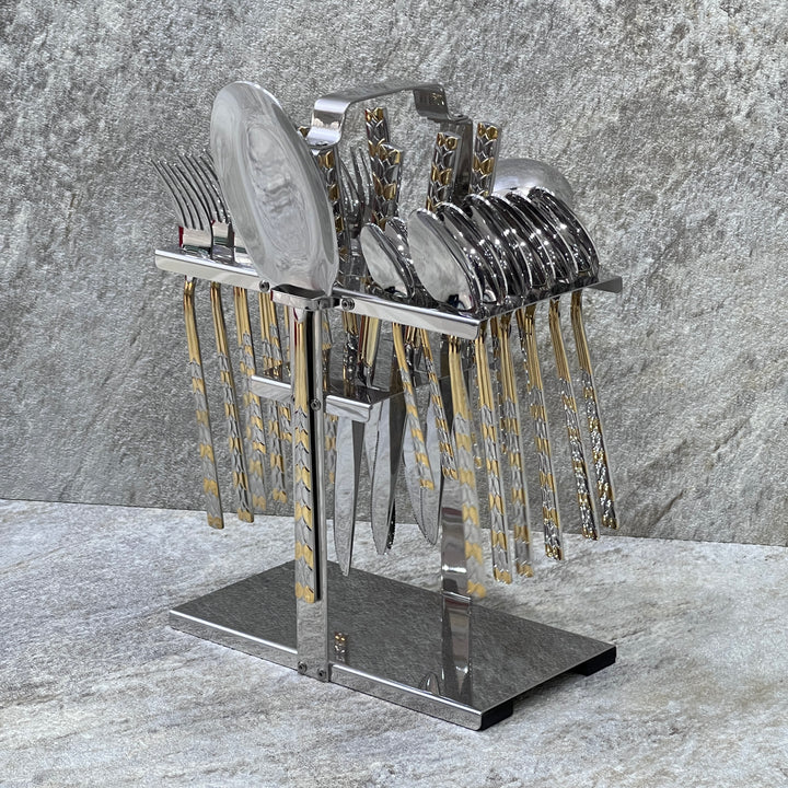 33 Pieces Cutlery Set With Stand - Premium cutlery set from Alam Al Awane - Just AED230! Shop now at alamalawane