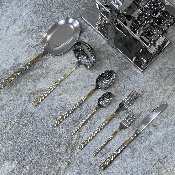 33 Pieces Cutlery Set With Stand - Premium cutlery set from Alam Al Awane - Just AED230! Shop now at alamalawane
