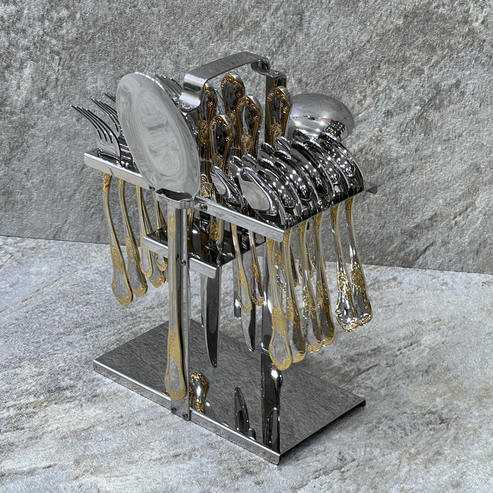 33 Pieces Cutlery Set With Stand - Premium cutlery set from Alam Al Awane - Just AED230! Shop now at alamalawane