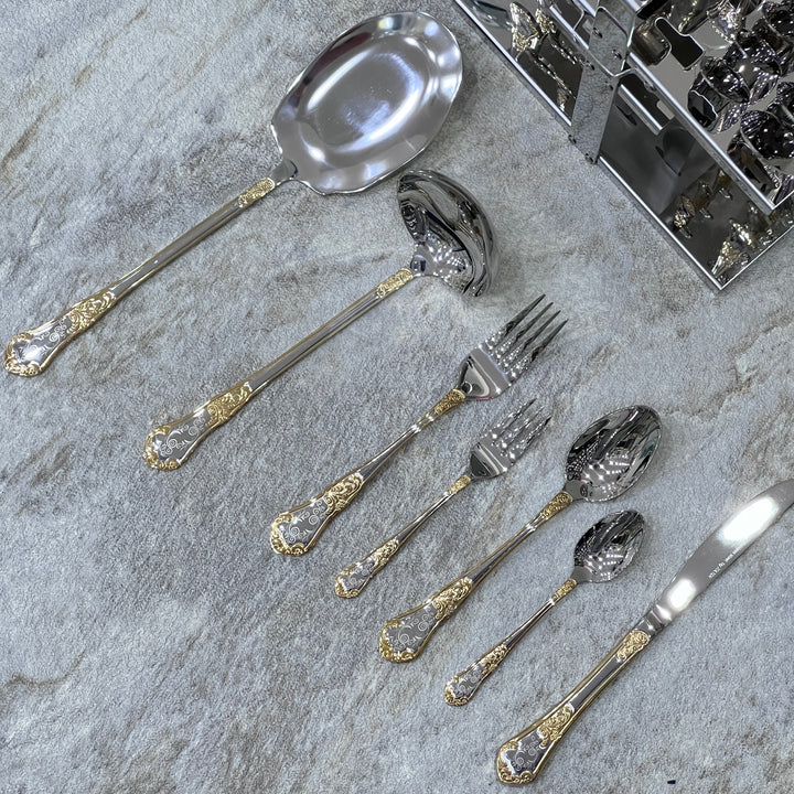 33 Pieces Cutlery Set With Stand - Premium cutlery set from Alam Al Awane - Just AED230! Shop now at alamalawane