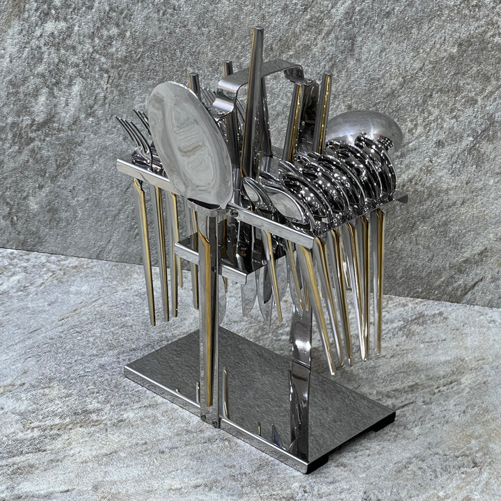 33 Pieces Cutlery Set With Stand - Premium cutlery set from Alam Al Awane - Just AED230! Shop now at alamalawane