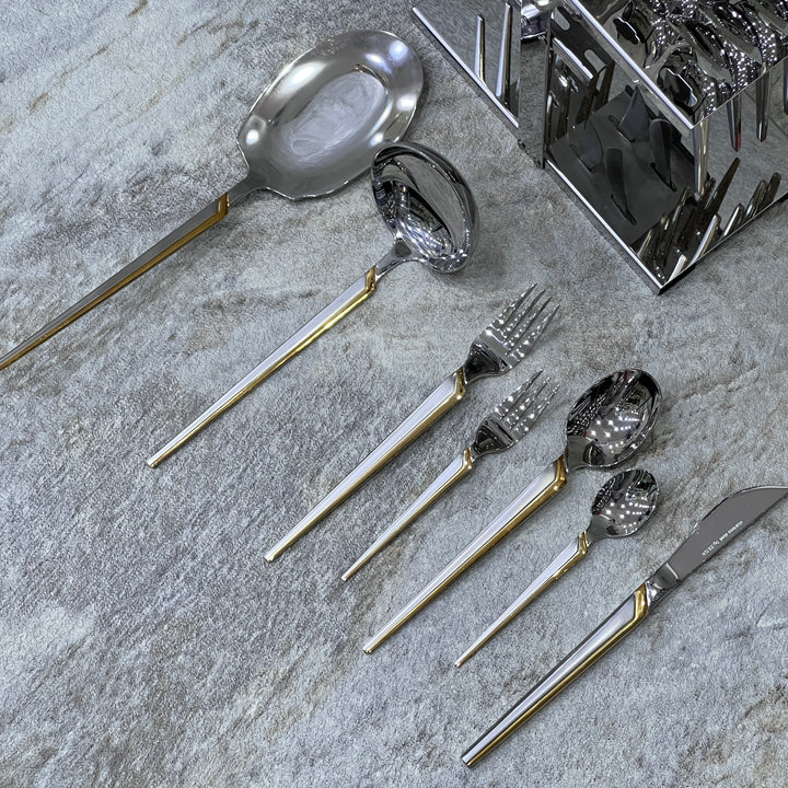 33 Pieces Cutlery Set With Stand - Premium cutlery set from Alam Al Awane - Just AED230! Shop now at alamalawane