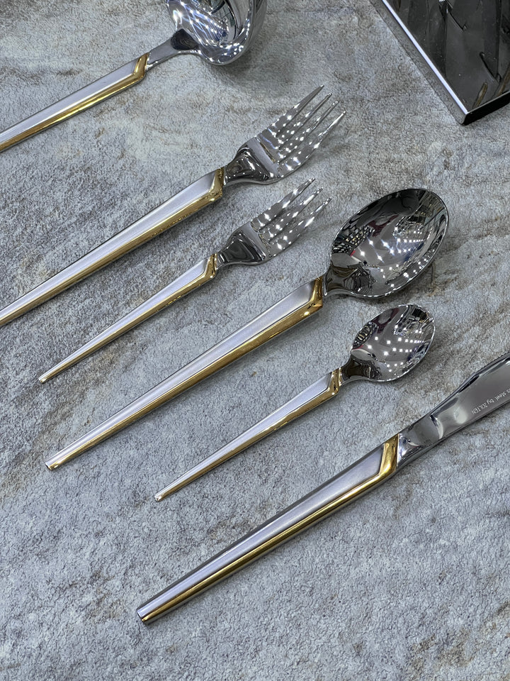 33 Pieces Cutlery Set With Stand - Premium cutlery set from Alam Al Awane - Just AED230! Shop now at alamalawane