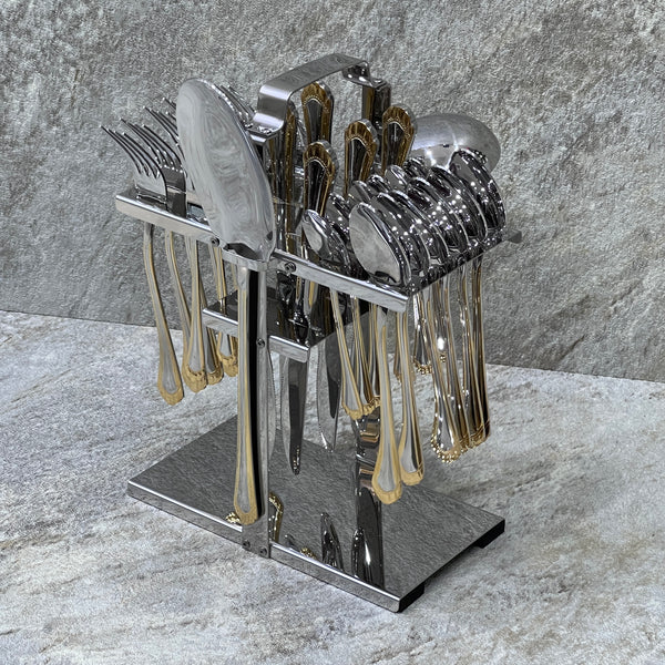 33 Pieces Cutlery Set With Stand - Premium cutlery set from Alam Al Awane - Just AED230! Shop now at alamalawane
