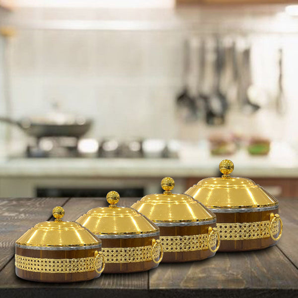 Set Of 4pcs Hotpot Wooden With Gold - Premium hotpot from Alam Al Awane - Just AED770.00! Shop now at alamalawane