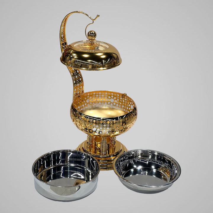 3 Pcs Chafing Dish Full Gold MALAKI - Premium Chafing Dishes from Alam Al Awane - Just AED980.00! Shop now at alamalawane