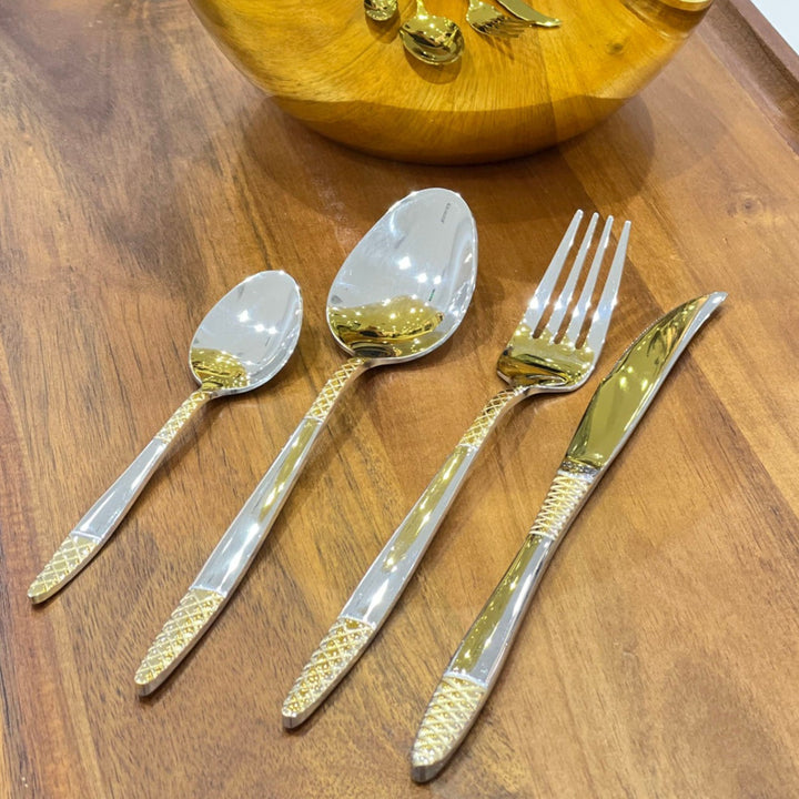 Get trendy with 25 Pieces Cutlery Set With Stand - cutlery set available at alamalawane. Grab yours for AED230.00 today!