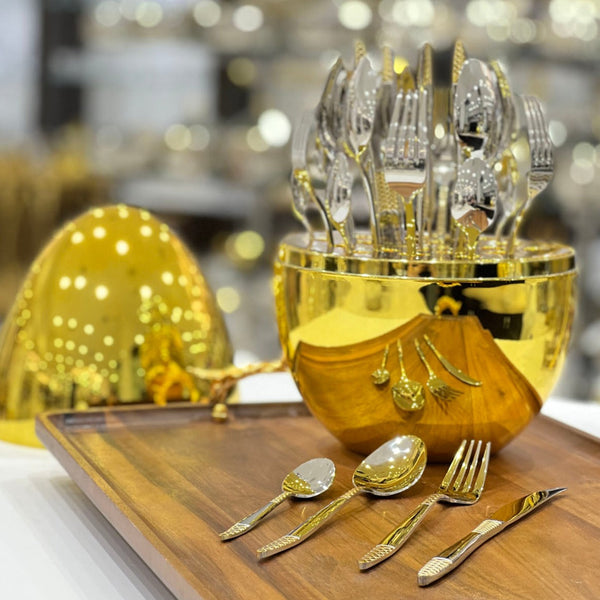 Get trendy with 25 Pieces Cutlery Set With Stand - cutlery set available at alamalawane. Grab yours for AED230.00 today!
